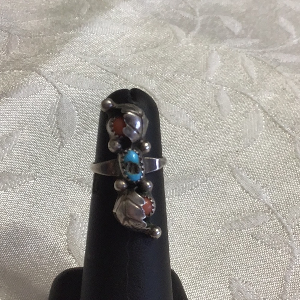 Vintage Turquoise+ Coral Navajo Ring